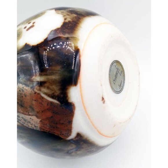 Vintage Bud Vase Wony  Japan Cherry Blossom Drip Glaze Handmade Pottery Kitschy - Picture 14 of 16